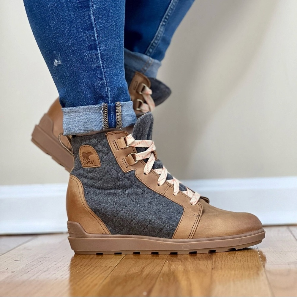 242 | Sorel Evie 2 Women’s Lace Boots Wedge Sneakers Athletic Casual Shoe - Picture 8 of 12